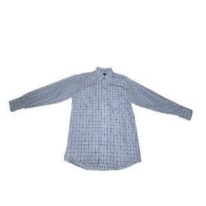 Eagle‎ Shirtmakers Blue & White Plaid Regular-Fit Dress Shirt Men's Medium